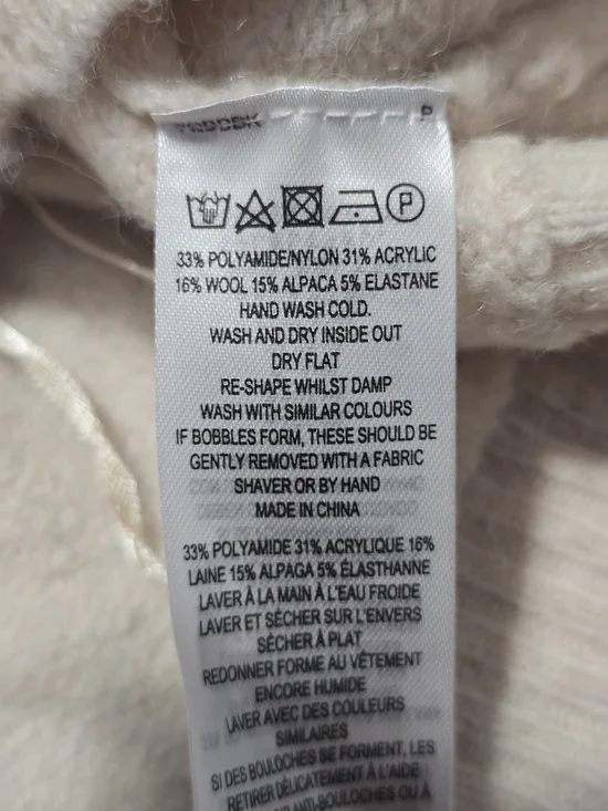 French Connection Neya Fair Isle Cardigan Ivory Wool Blend Size XS - Picture 6 of 7